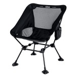 iClimb Ultralight Compact Camping Folding Beach Chair with Anti-Sinking Large Feet and Back Support Webbing (Black - Square Frame - 2PC)