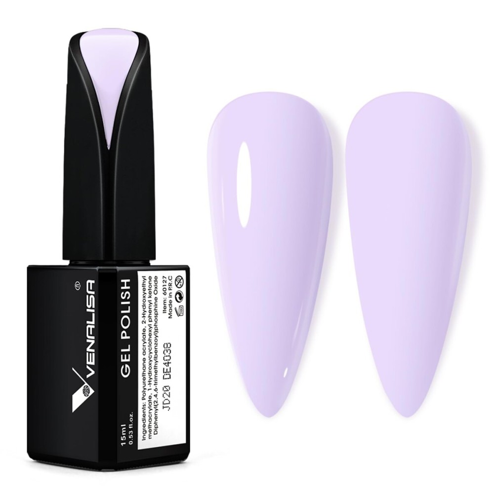 VENALISA 15ml Purple Gel Nail Polish, Light Purple Gel Polish Pastel Purple Color Soak Off UV LED Nail Gel Polish Nail Art Starter Manicure Salon DIY at Home, 0.53 OZ