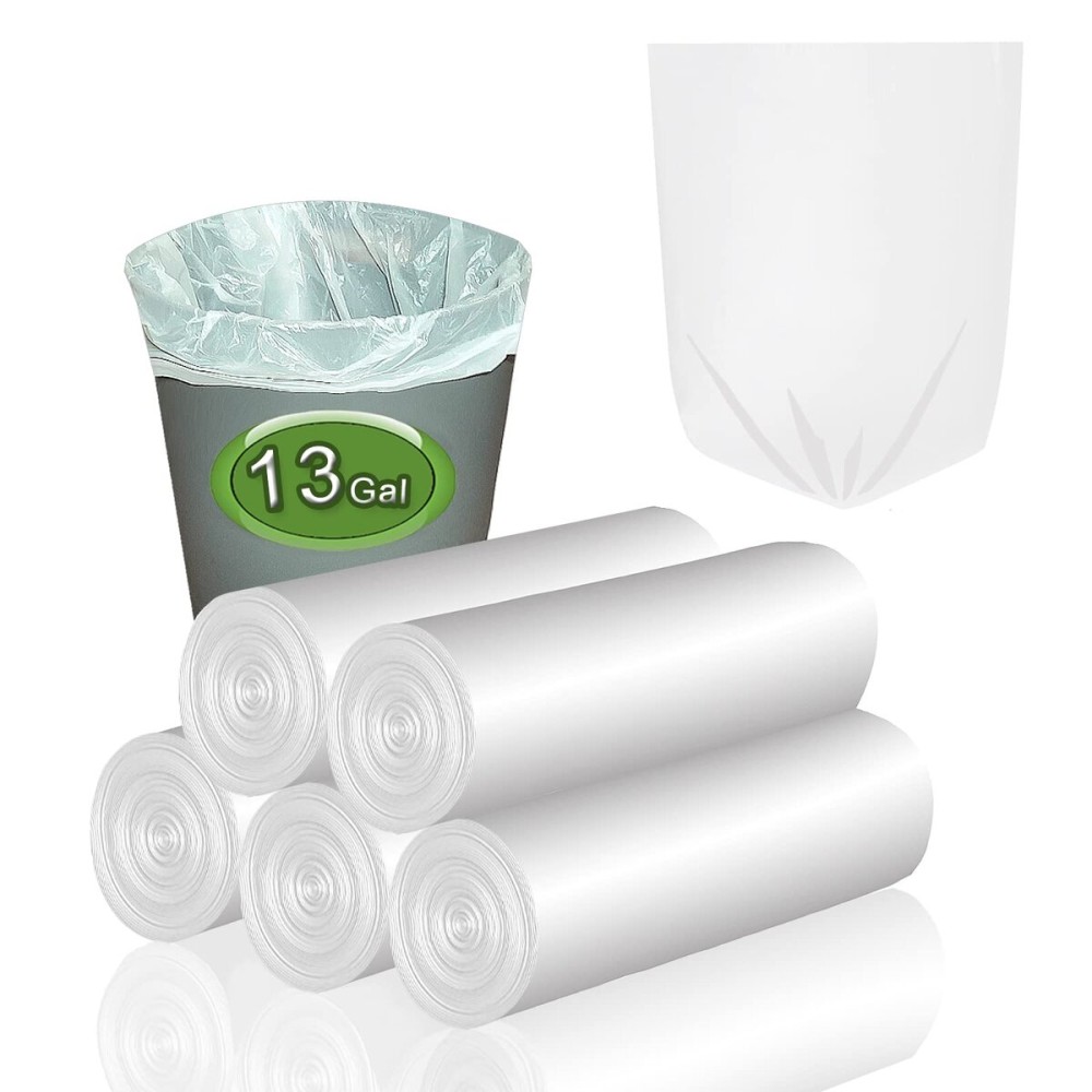 Trash Bags 13 Gallon Tall Kitchen Garbage Bags, Inwaysin Recycle Bags, Biodegradable White Trash Bags, 75ct
