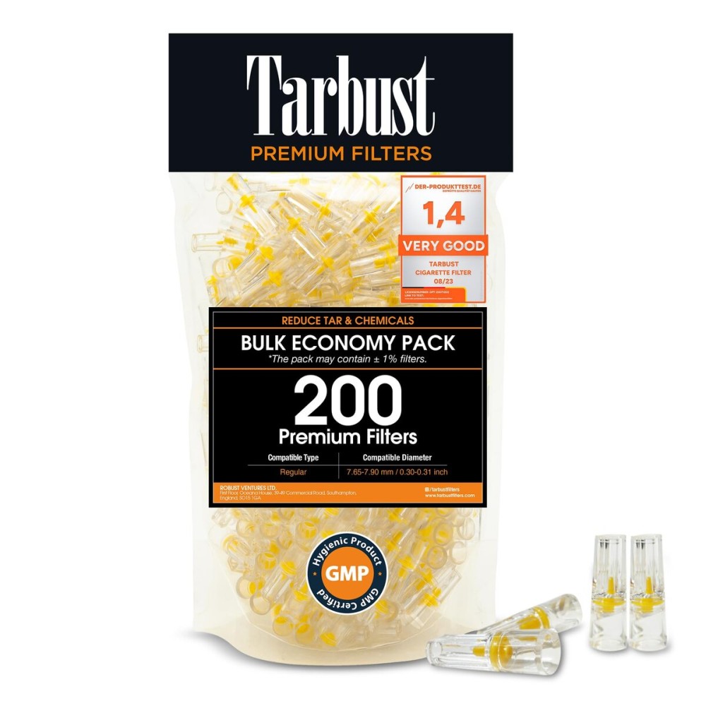 Tarbust 200 Cigarette Filters That Remove Tar and Chemicals, Reusable Filter Tips, Tar Blockers, Smart Filters for Cigarettes Tips, Regular & King Size