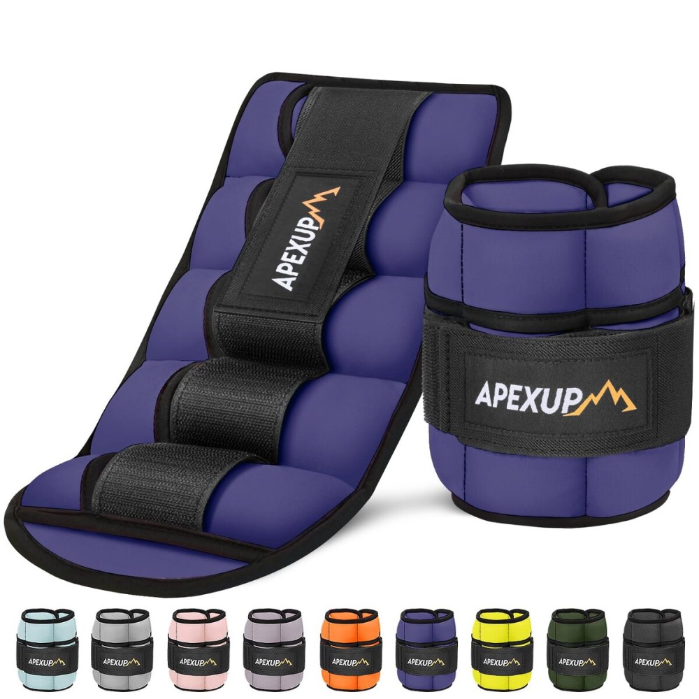 APEXUP 10lbs/Pair Adjustable Ankle Weights for Women and Men, Modularized Leg Weight Straps for Yoga, Walking, Running, Aerobics, Gym (Purple)