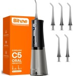 Bitvae Water Dental Flosser for Teeth, Cordless Water Teeth Cleaner Picks, 3 Modes 5 Intensities, IPX7 Waterproof, Rechargeable Water Dental Picks for Cleaning - Black