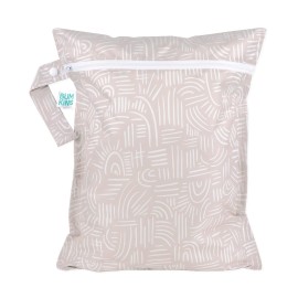 Bumkins Waterproof Wet Bag for Baby, Travel, Swim Suit, Cloth Diapers, Pump Parts, Pool, Beach, Gym Clothes, Toiletry, Hook to Stroller, Daycare, Zipper Reusable Wetdry Packing Pouch, Boho Beige