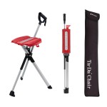STEP2GOLD Ta-Da Chair Series 2- Portable Walking Stick, Cane with Seat, Foldable Chair, Hiking Stick, for Camping, Hiking, Lightweight Aluminum, Easy Carry, Anti-Slip (36.2/Red)