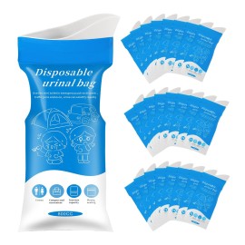 Moodooy Disposable Emergency Urinal Bag, 24 Pack Portable Camping Pee Bags, Travel Pee Bags, Traffic Jam Portable Urine Bag, Vomit Bags, for Men Women Kids Children Patient (8 Pack (Blue))