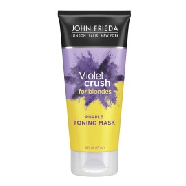 John Frieda Violet Crush Purple Toning Mask, Removes Brassy Tones, Smooths Damaged Hair Cuticles for Cooler, More Luminous, Salon-Fresh Blonde. Safe for Natural and Color-Treated Blonde Hair, 6 Oz