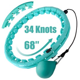 OurStarry 34 Knots Weighted Workout Hoop Plus Size, Smart Waist Exercise Ring for Adults Weight Loss (34 Knots Green)