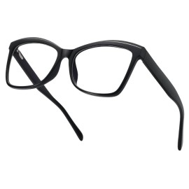 MEETSUN Oversized Cat Eye Blue Light Blocking Glasses Women Trendy Big Frame Computer Eyewear Cateye Black
