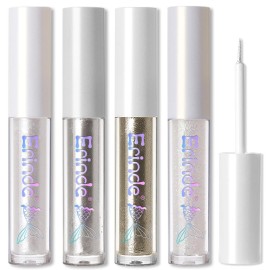 Erinde 4PCS Liquid Glitter Eyeshadow Eyeliner Makeup, Shimmer Metallic Eye Liner, Long Wearing Waterproof, Twinkle Under Eye Shadow, Loose Glue for Crystals Eye Makeup