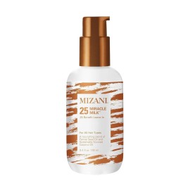 Mizani 25 Benefit Miracle Milk Leave-in Conditioner - Anti-Frizz Detangler Spray For Hair Shine, Heat Protectant, For Frizzy & Curly Hair, With Coconut Oil, 3.4 Fl Oz