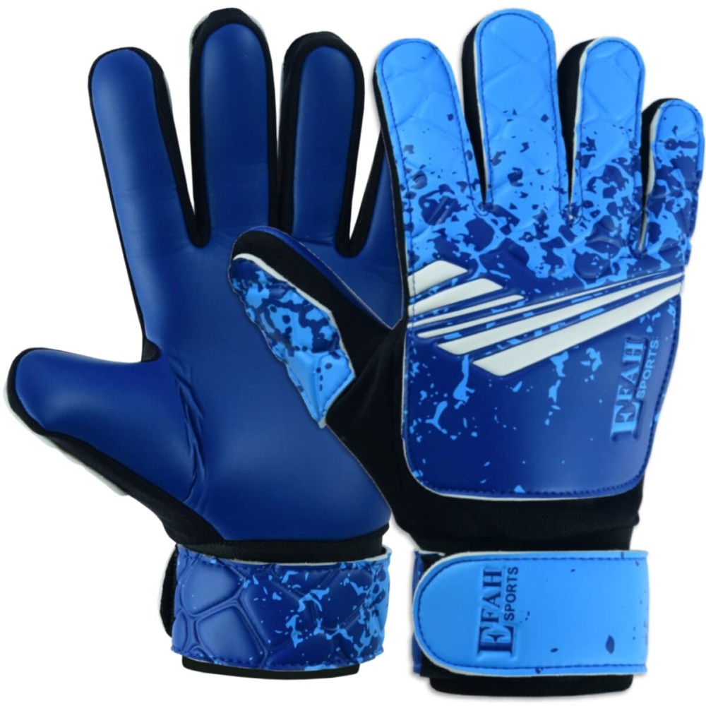 EFAH SPORTS Soccer Goalkeeper Gloves for Kids Boys Children Youth Football Goalie Gloves with Super Grip Protection Palms (Size 8 Suitable for Size M-L Adult, Blue)