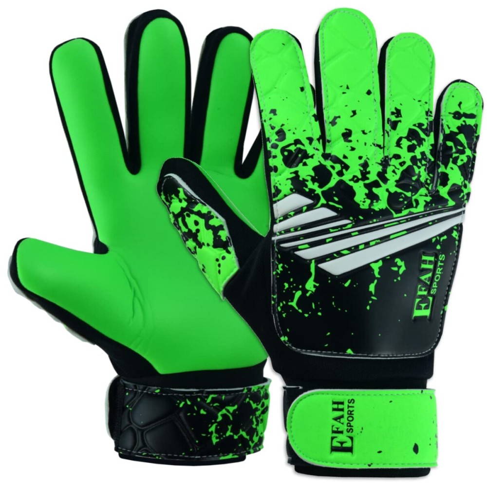 EFAH SPORTS Soccer Goalkeeper Gloves for Kids Boys Children Youth Football Goalie Gloves with Super Grip Protection Palms (Size 3 Suitable for 5 to 6 Year Old, Green)