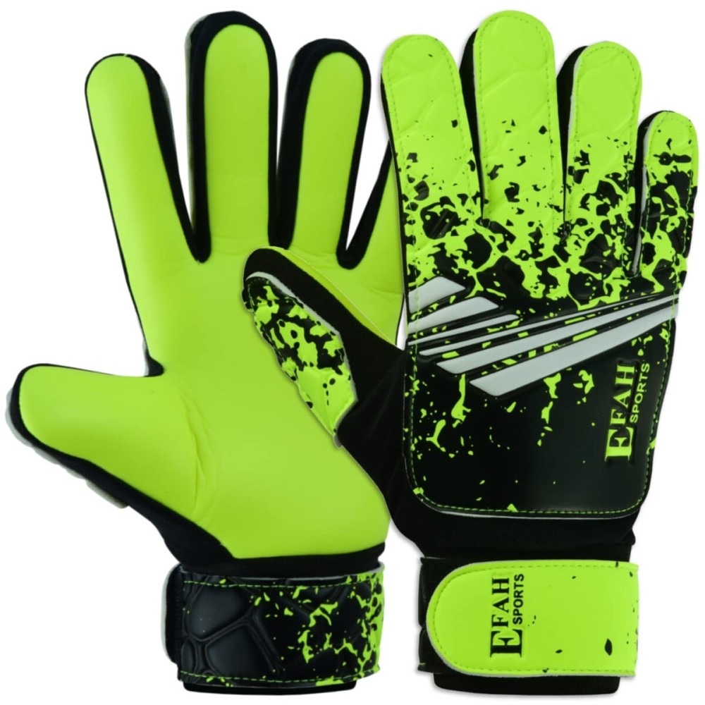 EFAH SPORTS Soccer Goalkeeper Gloves for Kids Boys Children Youth Football Goalie Gloves with Super Grip Protection Palms (Size 6 Suitable for 13 to 15 Years Old, Fluorescent Yellow)