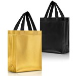 Nush Nush Metallic Silver Gift Bags Large Size - Set of 12 Silver Reusable Large Gift Bags With Handles - Perfect Goodie Bag for Christmas Gifts, Wedding, Birthday, Bridal Shower - 13Wx5Dx11H Size