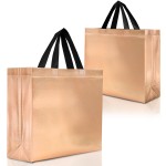 Nush Nush Rose Gold Gift Bags Large Size - Set of 12 Rose Gold Reusable Large Gift Bags With Handles - Ideal Goodie Bag for Birthday, Wedding, Bridesmaids, Bachelorette Party Favors - 11X5X13