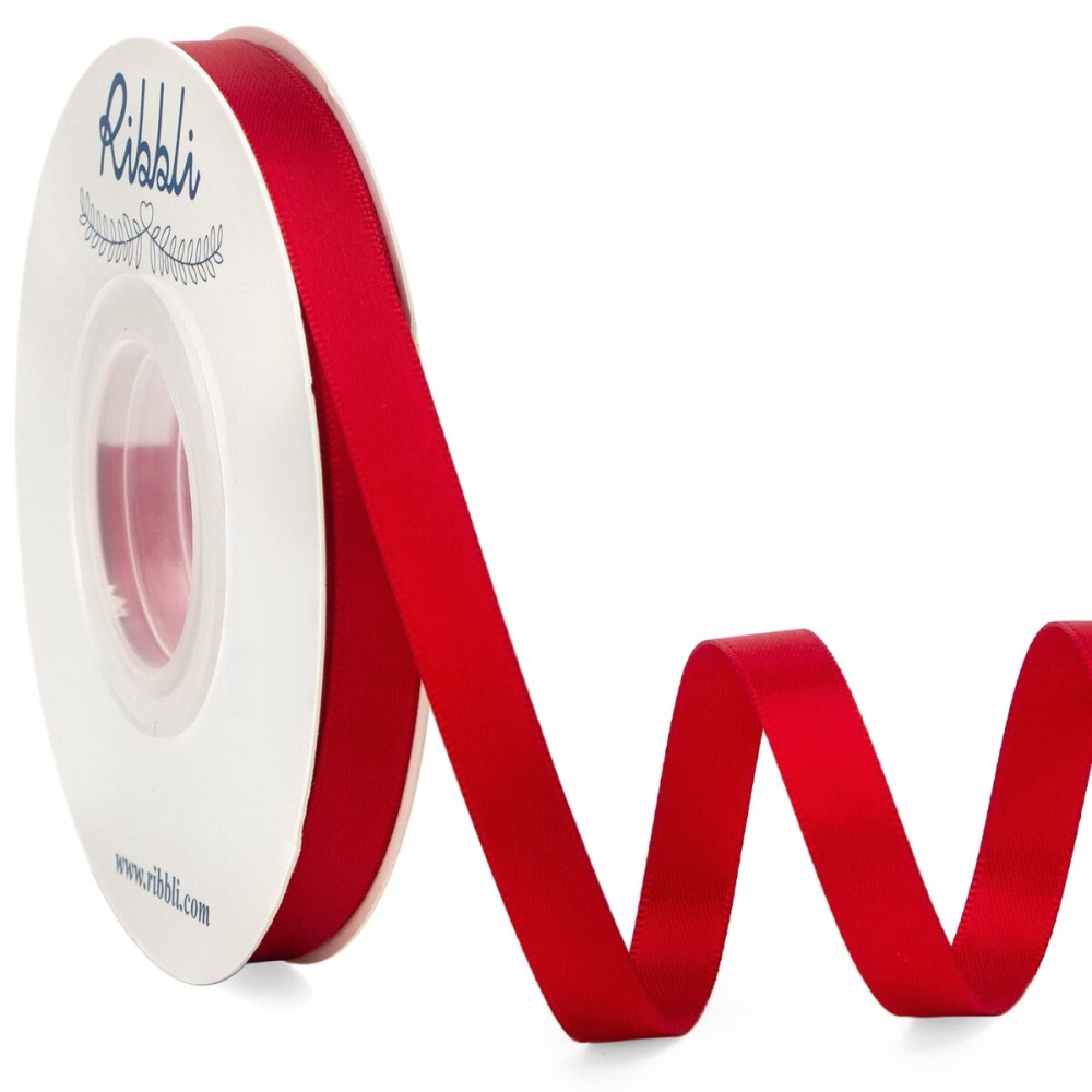 Ribbli Double Faced Red Satin Ribbon,3/8 x Continuous 25 Yards,Use for Bows Bouquet,Gift Wrapping,Floral Arrangement