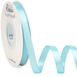 Ribbli Double Faced Light Blue Satin Ribbon,3/8 x Continuous 25 Yards,Use for Bows Bouquet,Gift Wrapping,Floral Arrangement