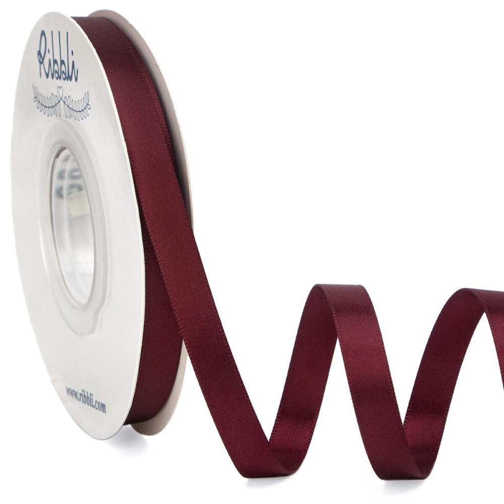 Ribbli Double Faced Burgundy Satin Ribbon,3/8 x Continuous 25 Yards,Use for Bows Bouquet,Gift Wrapping,Floral Arrangement