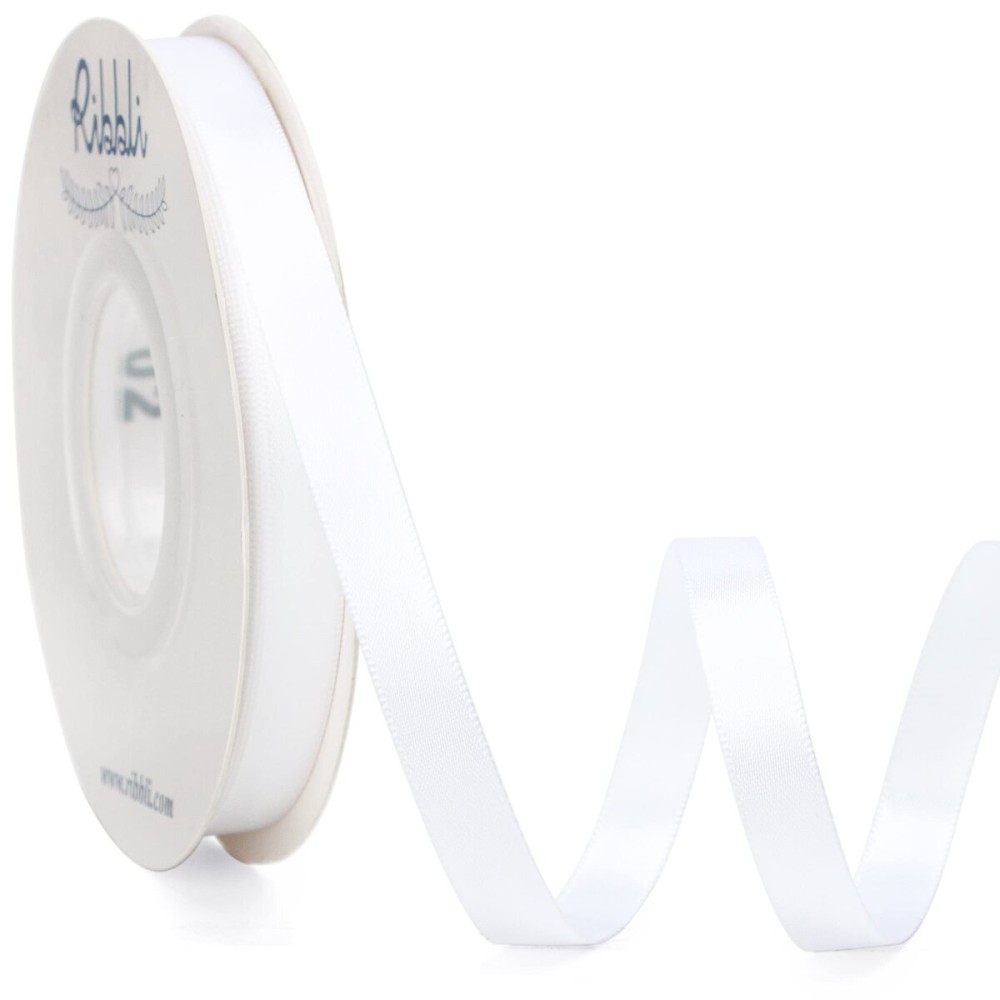 Ribbli Double Faced White Satin Ribbon,3/8 x Continuous 25 Yards,Fabric Ribbon use for Bows Bouquet,Gift Wrapping,Floral Arrangement