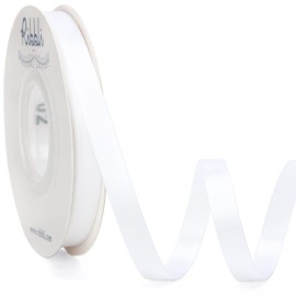 Ribbli Double Faced White Satin Ribbon,3/8 x Continuous 25 Yards,Fabric Ribbon use for Bows Bouquet,Gift Wrapping,Floral Arrangement