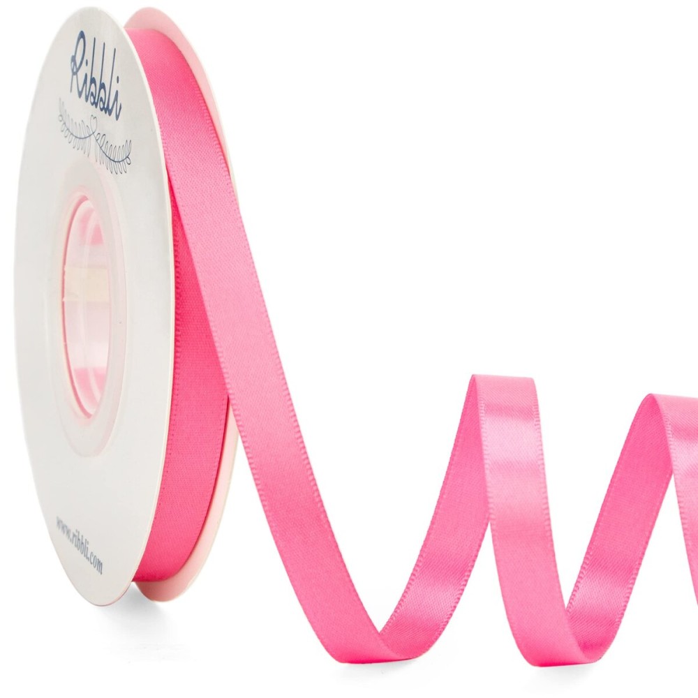 Ribbli Double Faced Hot Pink Satin Ribbon,3/8 x Continuous 25 Yards,Use for Bows Bouquet,Gift Wrapping,Floral Arrangement