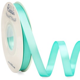 Ribbli Double Faced Aqua Blue Satin Ribbon,3/8 x Continuous 25 Yards,Use for Bows Bouquet,Gift Wrapping,Floral Arrangement