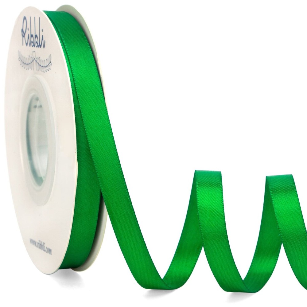 Ribbli Double Faced Emerald Green Satin Ribbon,3/8 x Continuous 25 Yards,Use for Bows Bouquet,Gift Wrapping,Floral Arrangement