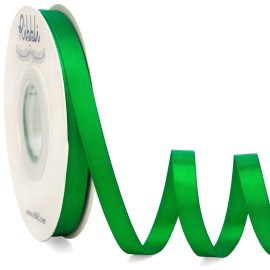 Ribbli Double Faced Emerald Green Satin Ribbon,3/8 x Continuous 25 Yards,Use for Bows Bouquet,Gift Wrapping,Floral Arrangement