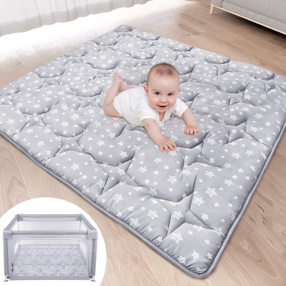 Moonsea Baby Play Mat 50 X 50 Playpen Mat Fit for TODALE and Dripex Baby Playpen, One-Piece Crawling Mat Non Slip Padded Kids Playmat for Floor 50x50 Inches