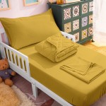 NTBAY Toddler Bedding Set - 4 Piece Soft and Breathable Crib Bedding Set for Boys and Girls, Includes Quilted Comforter, Fitted Sheet, Flat Top Sheet and Envelope Pillowcase, Yellow