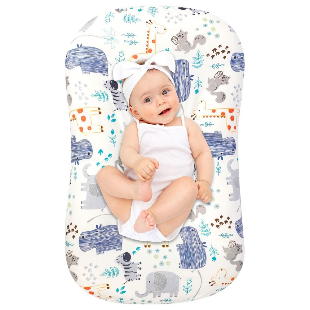 Hooyax Baby Lounger Slipcover for Newborns, Removable Infant Floor Seat, Padded Lounger Cover with Animal Design