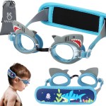 Vvinca Kids Swim Goggles with Fabric Strap No Tangle Pain-Free, Anti-Fog Swimming Pool Goggle No Leak for Toddlers Girls Boys