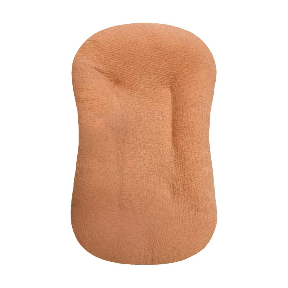 Hooyax Muslin Baby Lounger Cover, Baby Padded Lounger Cover, Infant Floor Seat Cover, Organic Cotton Removable Slipcover Fits Newborn Lounger for Boys and Girls(Light Brown)