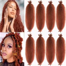 8 Packs Copper Red Pre-Separated Springy Afro Twist Hair Suitable for Damaged Soft Locs Ginger Marley Twist Braiding for Black Women (350, 18 Inch (Pack of 8))
