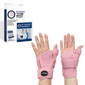 Doctor Developed Ergonomical Thumb Brace Support Right Hand or Left Hand for Arthritis Pain and Support, Thumb Spica Splint for Trigger Thumb, Thumb Stabilizer for Tendonitis, Sprain (Pink/2 Pack)