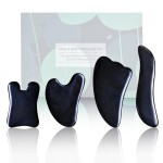 Rena Chris Guasha Massage Tool, 4 Pcs Gua Sha Facial Tool, Guasha Board for SPA Acupuncture Therapy Trigger Point Treatment, Gua Sha Scraping Massage ToolBlack