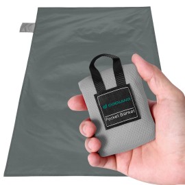 Odoland Beach Blanket Picnic Blanket, 43.3 x 27.5 SandProof Waterproof Outdoor Pocket Blanket with Portable Bag, Foldable Lightweight Sand Free Beach Mat for 1 People Hiking, Camping, Travel, Grey