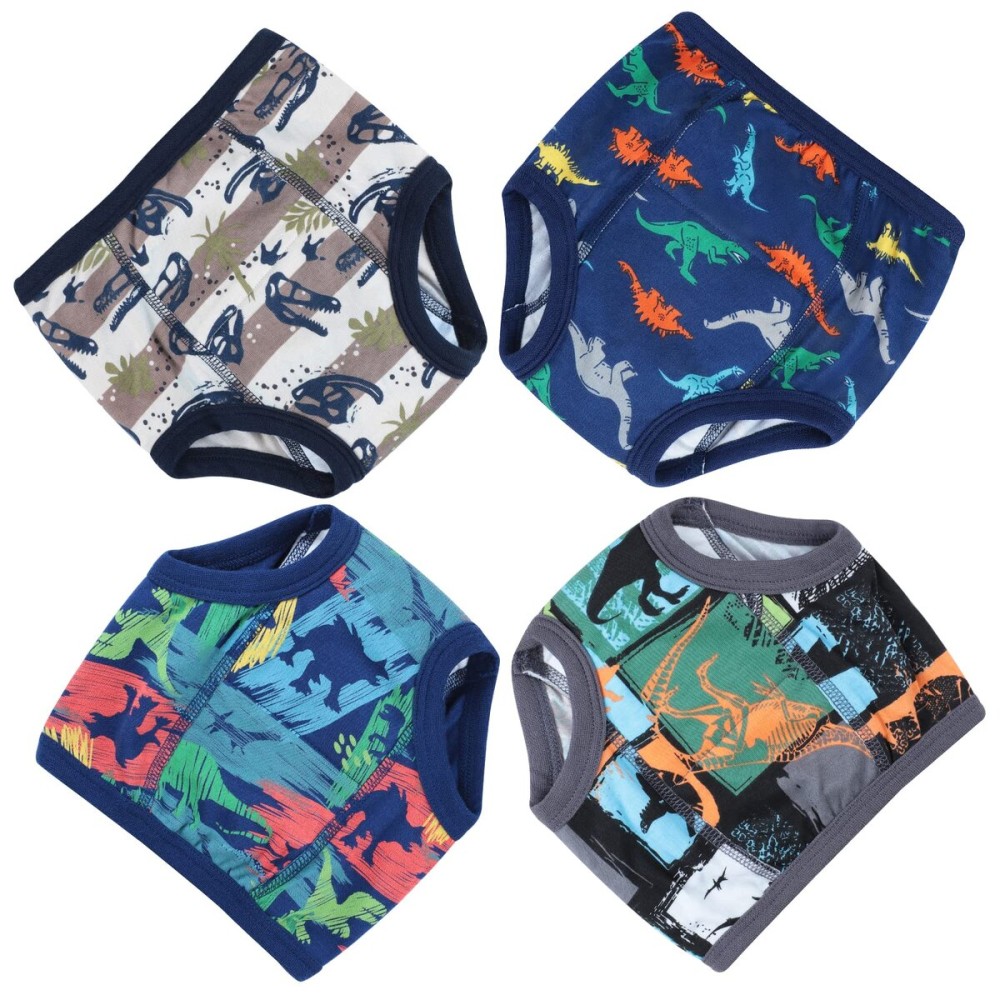 MooMoo Baby Training Underwear 4 Packs Absorbent Toddler Potty Training Pants for Boys and Girls-Cotton Dino 6T