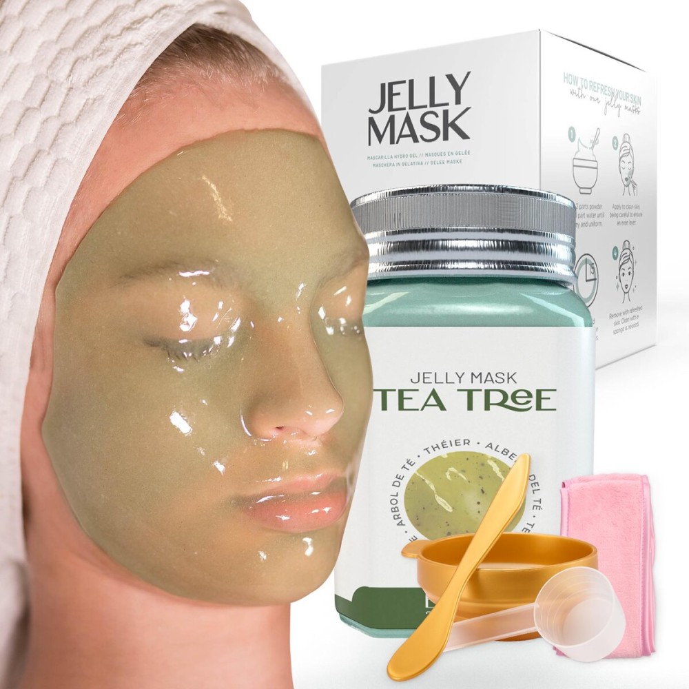 BRUN Peel-Off Tea Tree Jelly Mask for Face Care - A 23 fl oz Rubber Jar for 30 to 35 Treatments - A Skin Care Moisturizing Gel Mask of Spa Set for Men, Women and Adults