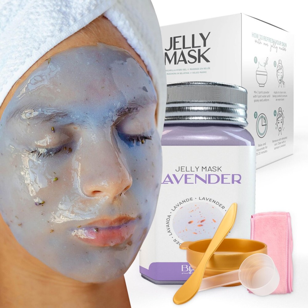 BRUN Peel-Off Lavender Jelly Mask for Face Care - A 23 fl oz Rubber Mask Jar for 30 to 35 Treatments - A Skin Care Moisturizing Gel Mask of Spa Set for Men, Women and Adults