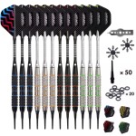 Turnart Darts Plastic Tip - Professional Soft Tip Darts Set for Electronic Dartboard 12 Pcs 18 Grams with 50 Extra Tips 24 Flights 2 Flight Protctors and Tool Kit Gift Darts (New)