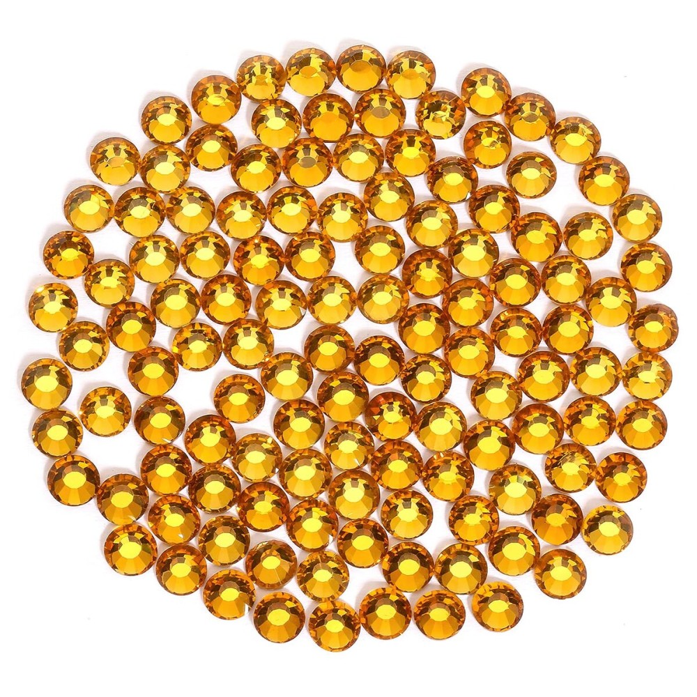 Gold Yellow Rhinestones Flatback Rhinestone for Crafts Glass Nail Rhinestones Nail Gems Crystals for Makeup Bags Shoes Decoration DIY(SS16,1440pcs,Gold Yellow)