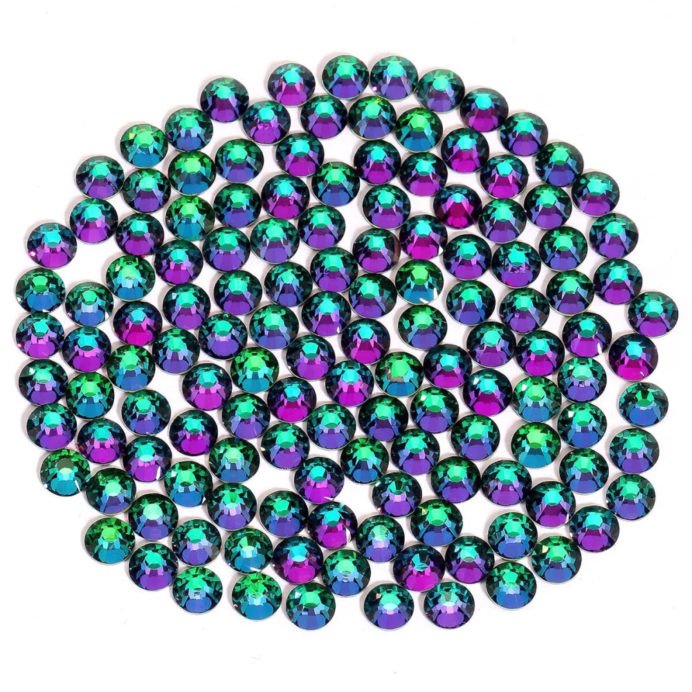Green Flame Rhinestones Flatback Rhinestone for Crafts Glass Nail Rhinestones Nail Gems Crystals for Makeup Bags Shoes Decoration DIY(SS10,1440pcs,Green Flame)