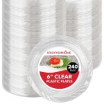 Stock Your Home 6-Inch Plastic Dessert Plates (240 Pack) - Flexible Disposable Plates for Dessert & Appetizers, Crystal Clear Small Plates for Parties & Catering