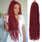 ZRQ 2 Packs Butterfly Locs 30 Inch Burgundy Soft Locs Crochet Hair Pre-looped Distressed Faux Locs Synthetic Goddess Locs Hair Extensions For Women BUG