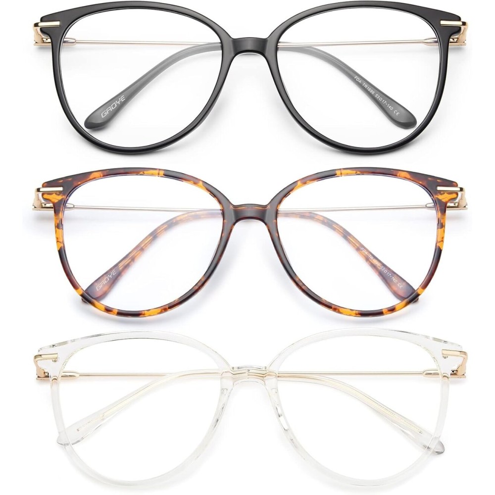 Gaoye Blue Light Blocking Glasses - Trending Round TR90 Frames, Metal Arms, UV400 Protection - Matching Soft Case