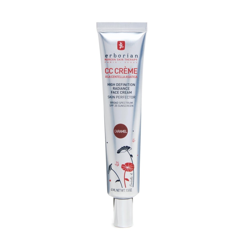 Erborian Color Correcting CC Cream with Centella Asiatica, Caramel - Light Multi-Purpose Facial Concealer with Illuminating Finish Soothes & Hydrates Skin - SPF Korean Skincare Skin Perfector - 1.5 Oz