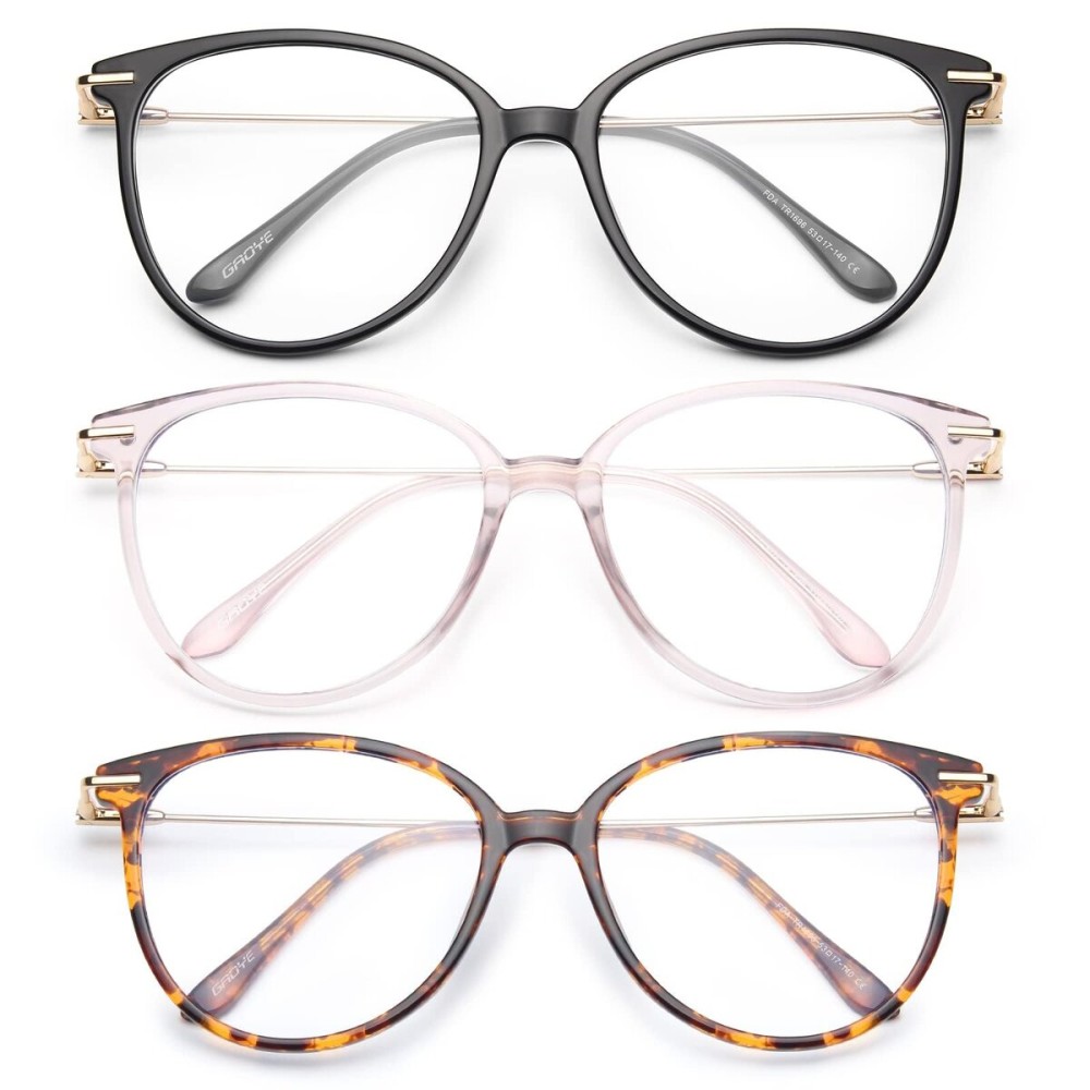 Gaoye Blue Light Blocking Glasses - Trending Round TR90 Frames, Metal Arms, UV400 Protection - Matching Soft Case