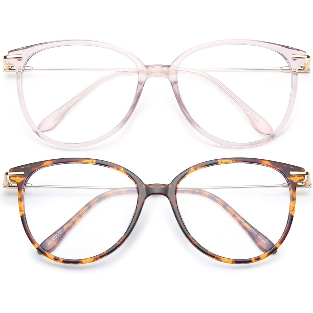 Gaoye Blue Light Blocking Glasses - Trending Round TR90 Frames, Metal Arms, UV400 Protection - Matching Soft Case