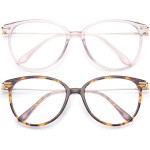 Gaoye Blue Light Blocking Glasses - Trending Round TR90 Frames, Metal Arms, UV400 Protection - Matching Soft Case